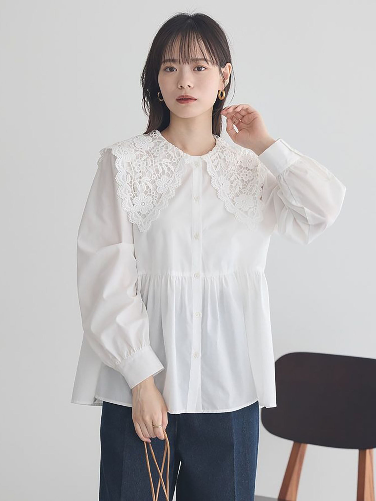 Arisa Lace Collar Blouse - Black - Earth Music & Ecology
