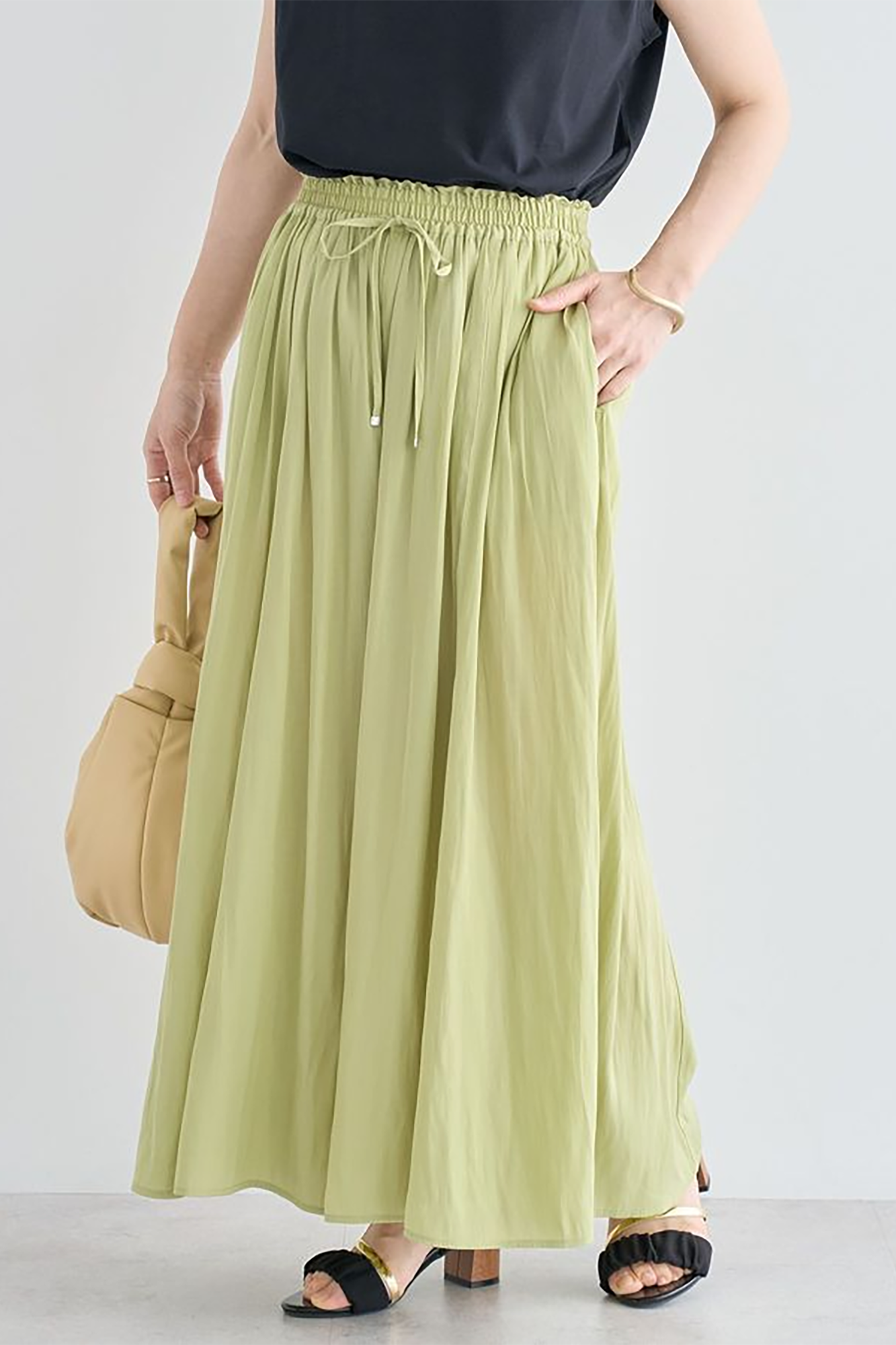 Kamitsu Plain Wide Pants - Beige - Green Parks