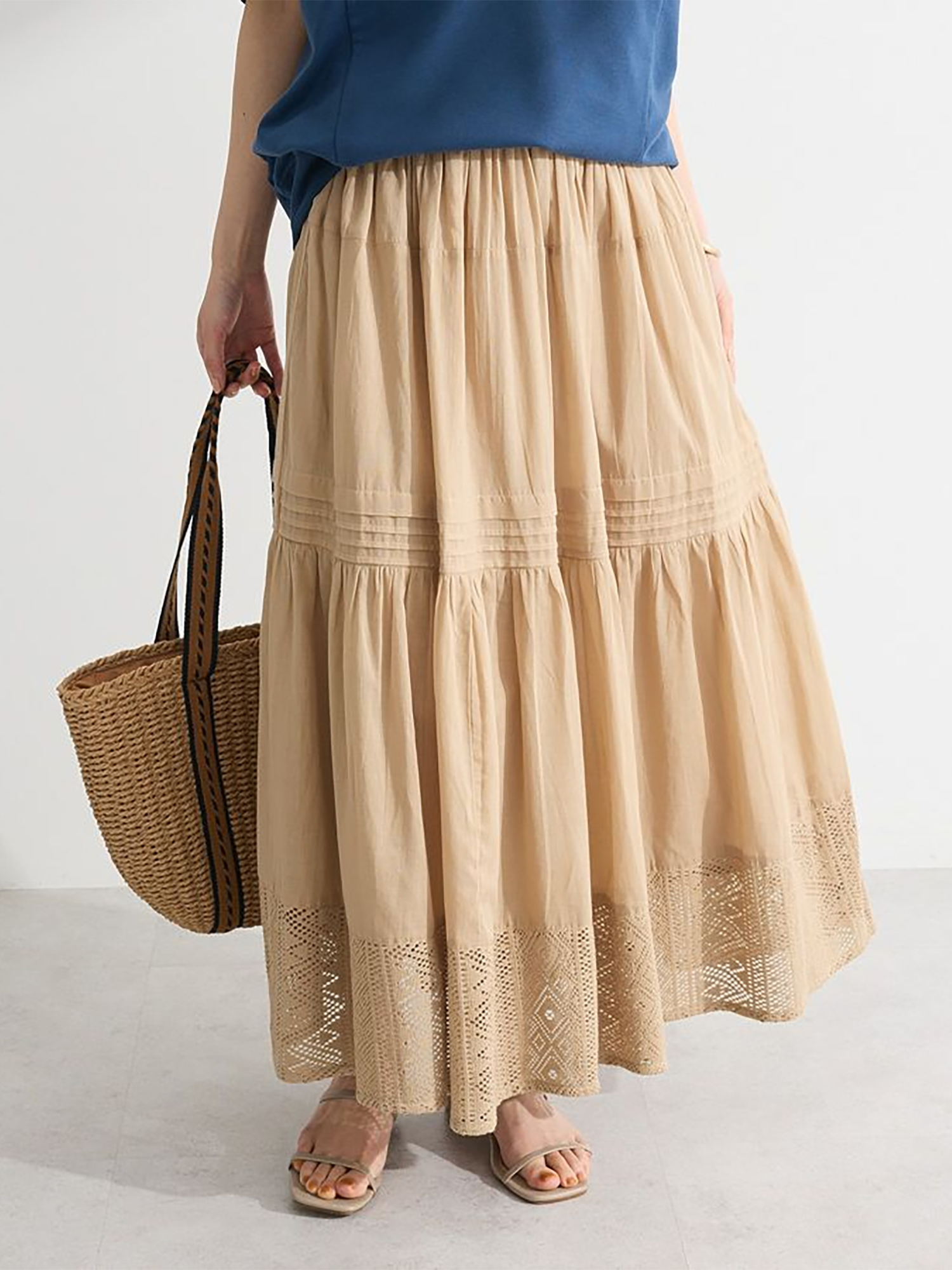 Matsurika Tiered Skirt - Beige - Green Parks