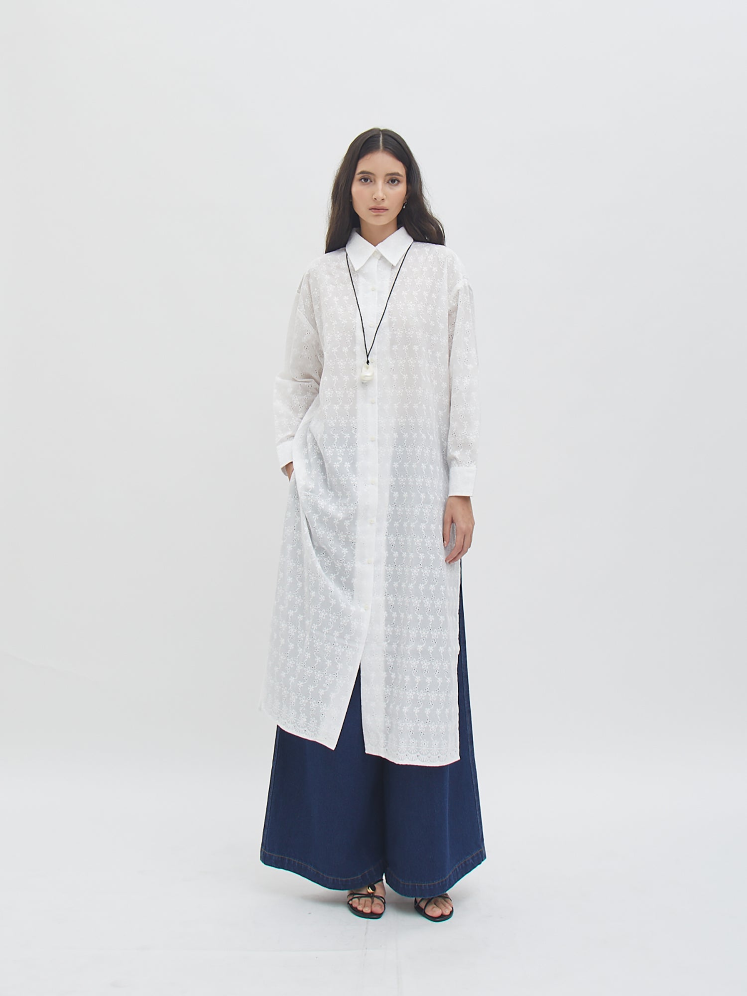 Zakia Embroidery Shirt Dress - White - Velvet at Bobo