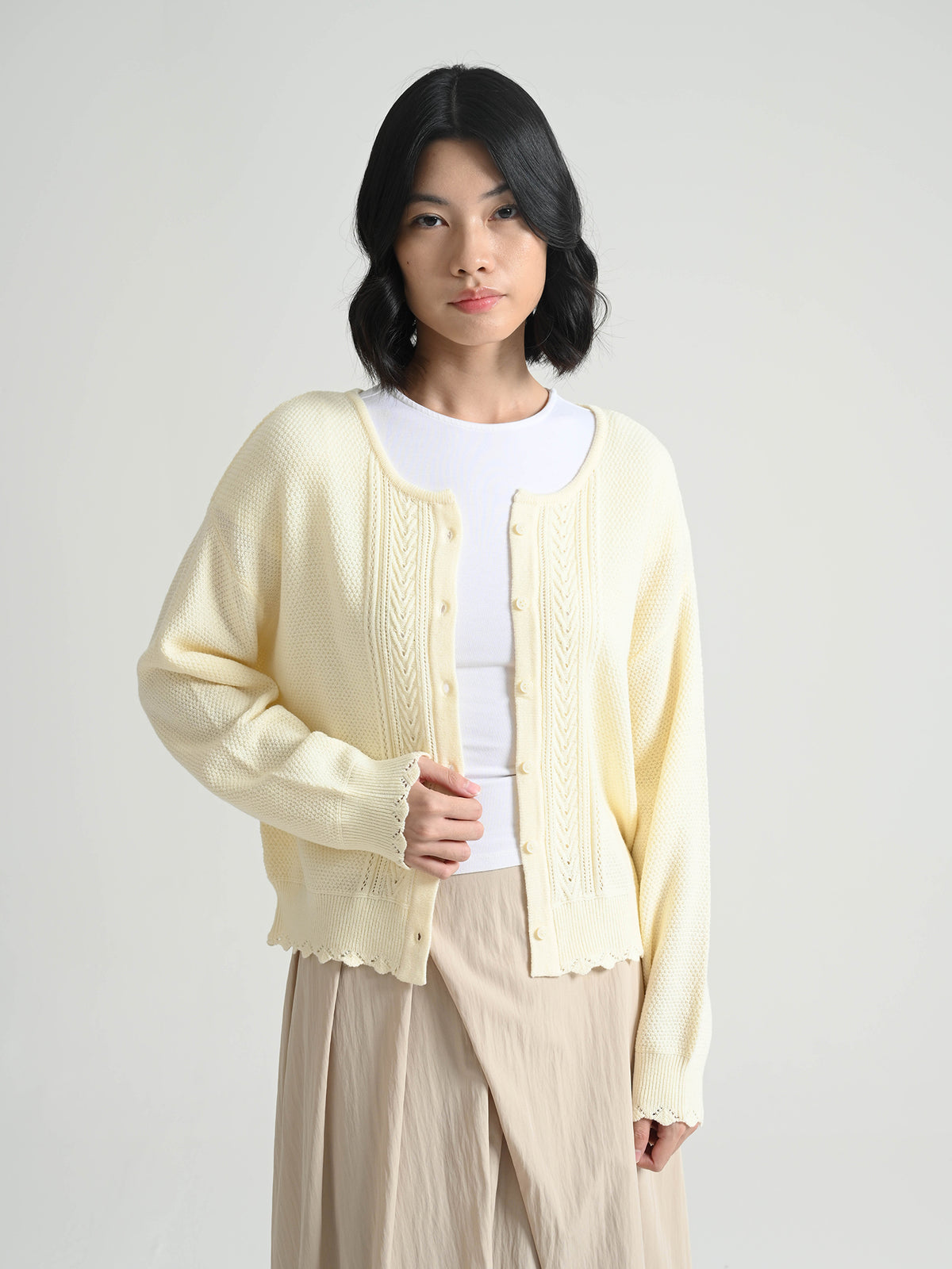 Bobo Tokyo Et grenier Tsukiyo Soft Touch Knit Cardigan Off White Cardigan Wanita