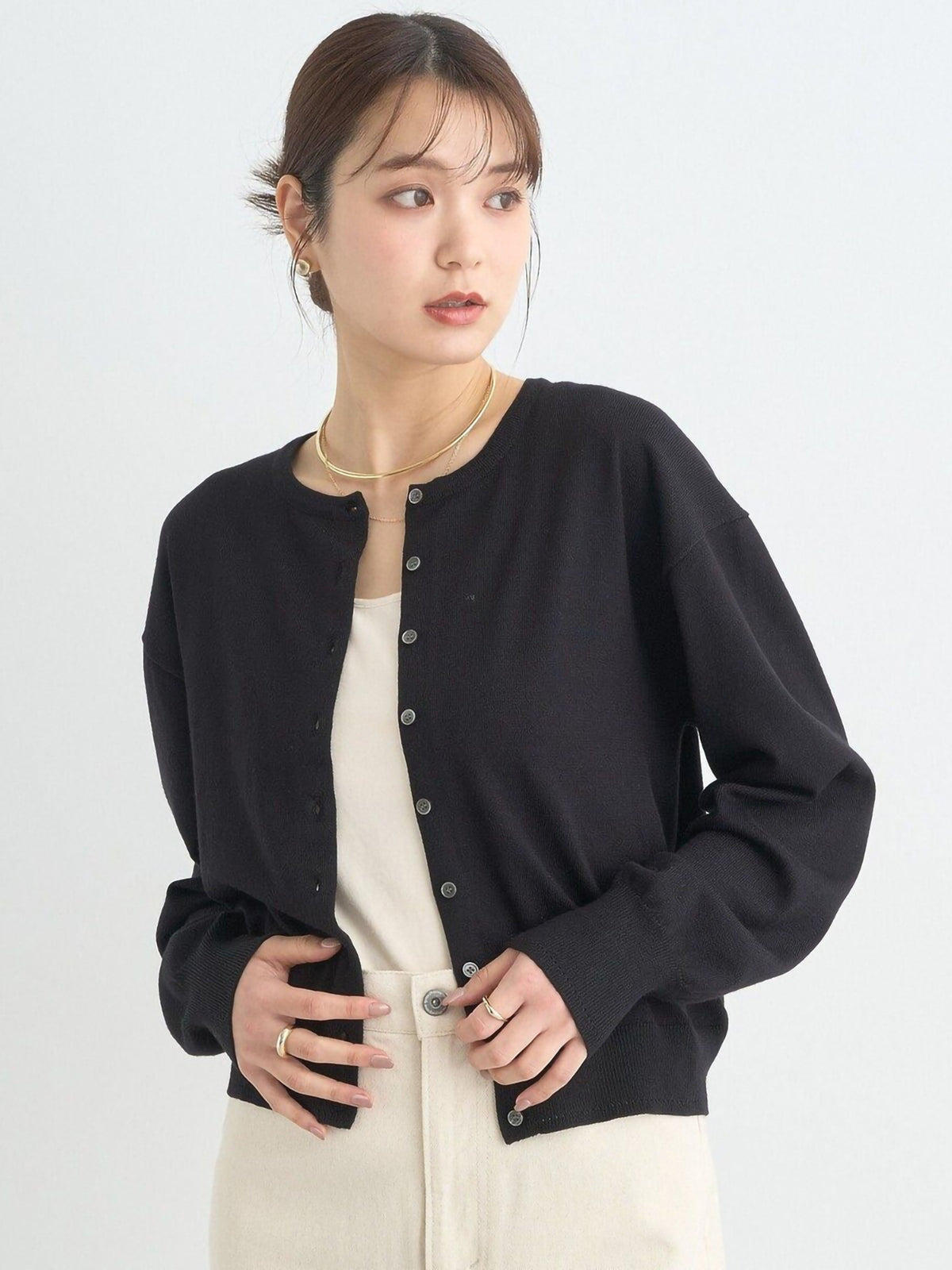 Bobo Tokyo Earth Music & Ecology Tsutsuji UV Knit Cardigan Black Cardigan Wanita