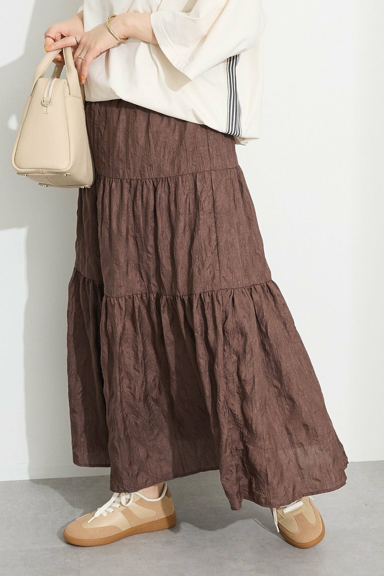 Natsuki Tiered Washer Skirt - Brown - Craft Standard Boutique
