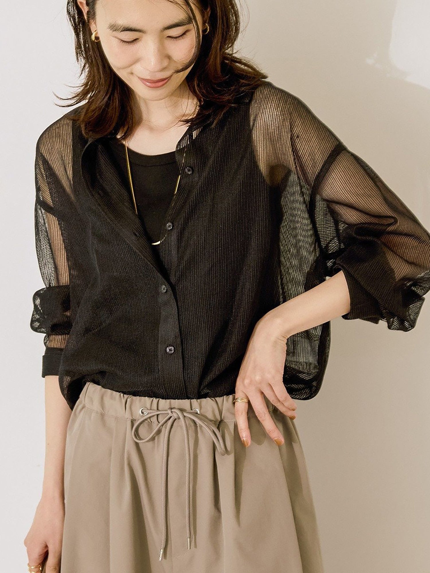 Guren Mesh Shirt - Black - American Holic