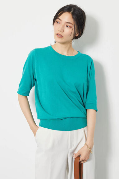 Blouse rajut Alicia Crew nexk Short Sleeve Knit