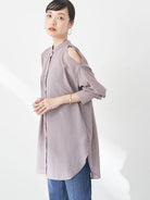 Model Kemaja Wanita Modern Sutairu Shoulder Slit Shirt