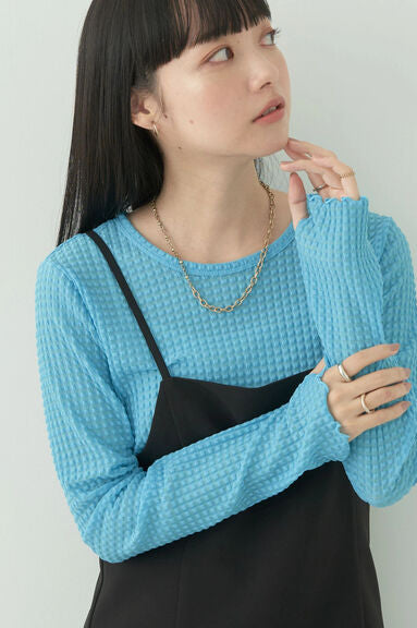 Model baju atasan wanita Avege Sheer Crew Neck Pullover Bobo Tokyo