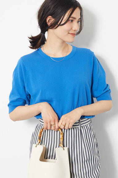Blouse rajut Alicia Crew nexk Short Sleeve Knit