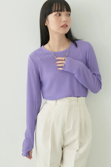 Model baju atasan wanita Avege Sheer Crew Neck Pullover Bobo Tokyo