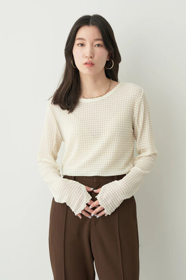 Model baju atasan wanita Avege Sheer Crew Neck Pullover Bobo Tokyo