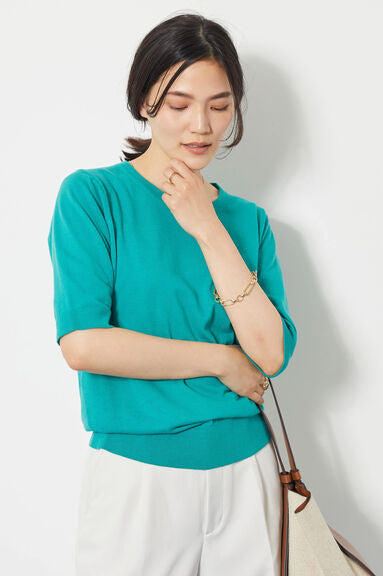 Blouse rajut Alicia Crew nexk Short Sleeve Knit