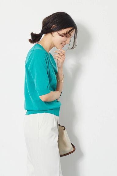 Blouse rajut Alicia Crew nexk Short Sleeve Knit