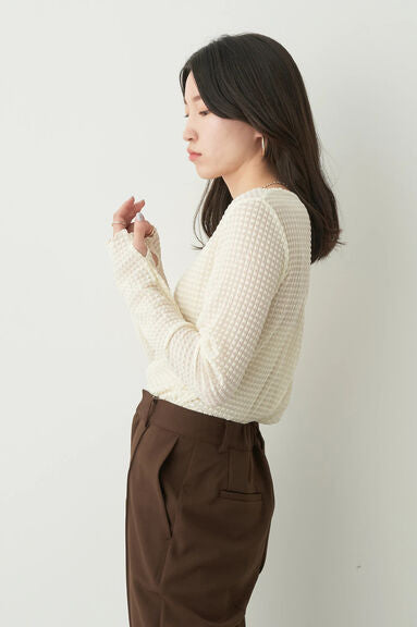 Model baju atasan wanita Avege Sheer Crew Neck Pullover Bobo Tokyo