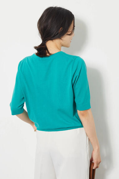 Blouse rajut Alicia Crew nexk Short Sleeve Knit