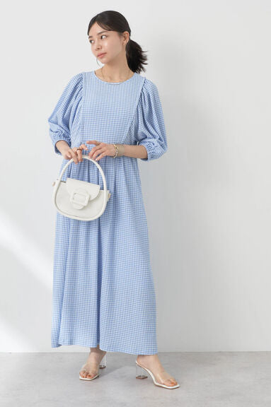 Model Dress Lengan Balon Lala Volume Sleeve Check - Bobo Tokyo
