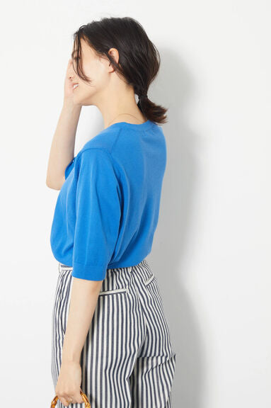Blouse rajut Alicia Crew nexk Short Sleeve Knit