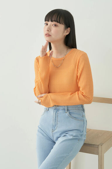 Model baju atasan wanita Avege Sheer Crew Neck Pullover Bobo Tokyo