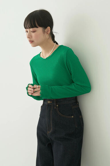Model baju atasan wanita Avege Sheer Crew Neck Pullover Bobo Tokyo