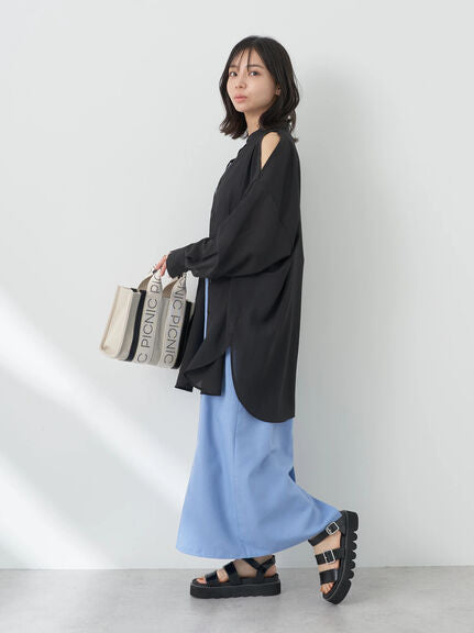 Model Kemaja Wanita Modern Sutairu Shoulder Slit Shirt