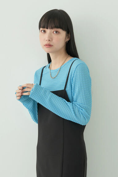 Model baju atasan wanita Avege Sheer Crew Neck Pullover Bobo Tokyo