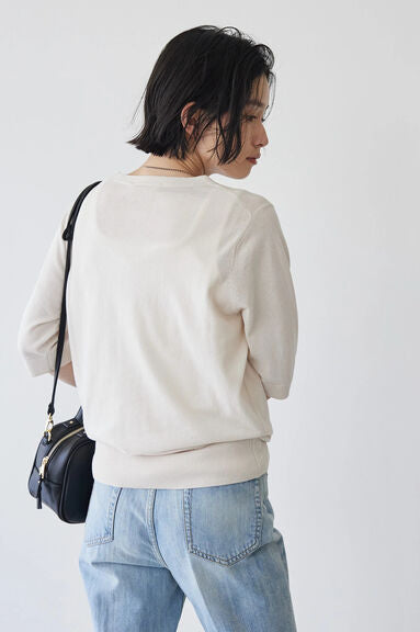 Blouse rajut Alicia Crew nexk Short Sleeve Knit