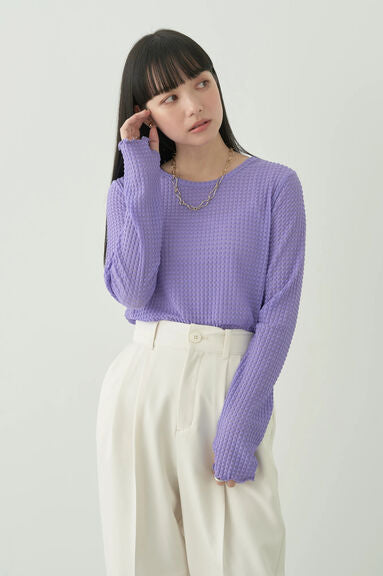 Model baju atasan wanita Avege Sheer Crew Neck Pullover Bobo Tokyo