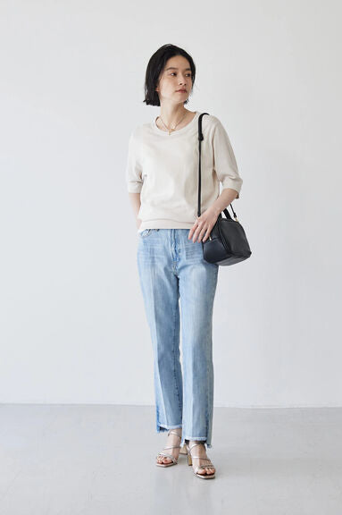 Blouse rajut Alicia Crew nexk Short Sleeve Knit