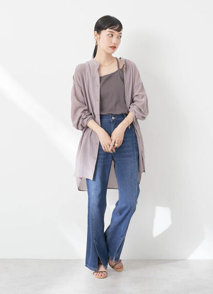 Model Kemaja Wanita Modern Sutairu Shoulder Slit Shirt
