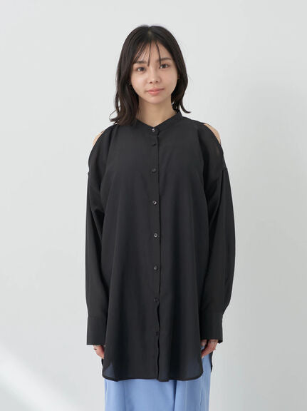 Model Kemaja Wanita Modern Sutairu Shoulder Slit Shirt