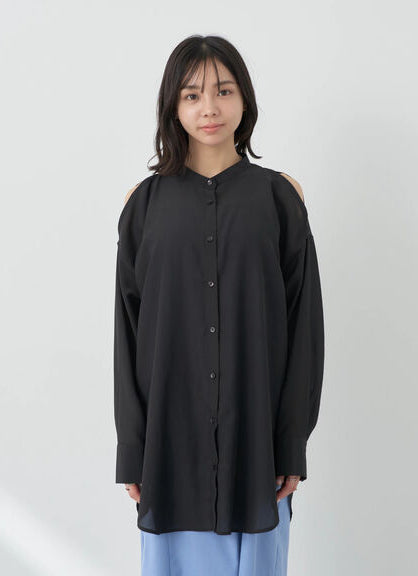 Model Kemaja Wanita Modern Sutairu Shoulder Slit Shirt