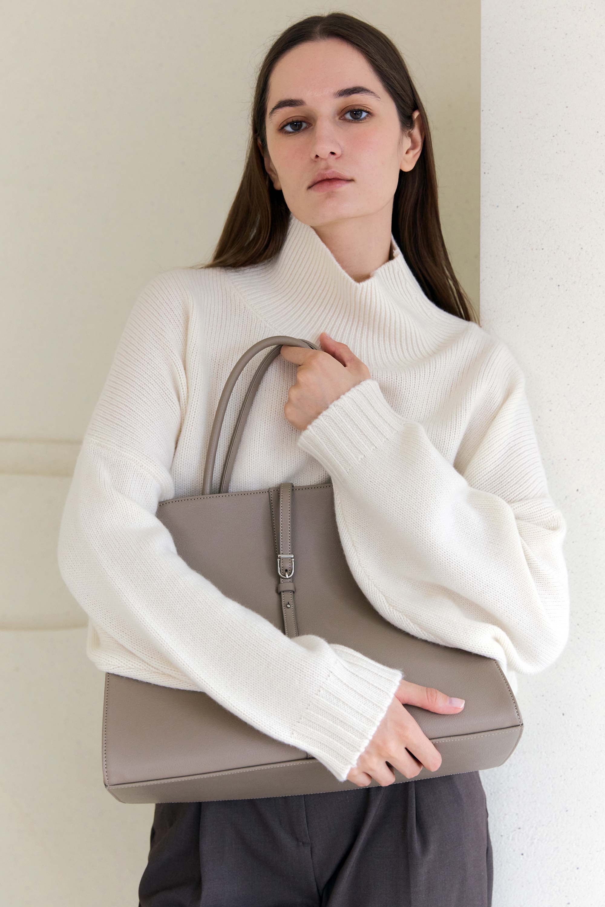 トートバッグ ^MONOROW^ Blanc Large Etoff BLANC LARGE ETOUPE BLANC LARGE ETOUPE - monorow