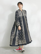 Renjiro Pattern Dress - Charcoal Gray - Craft Standard Boutique