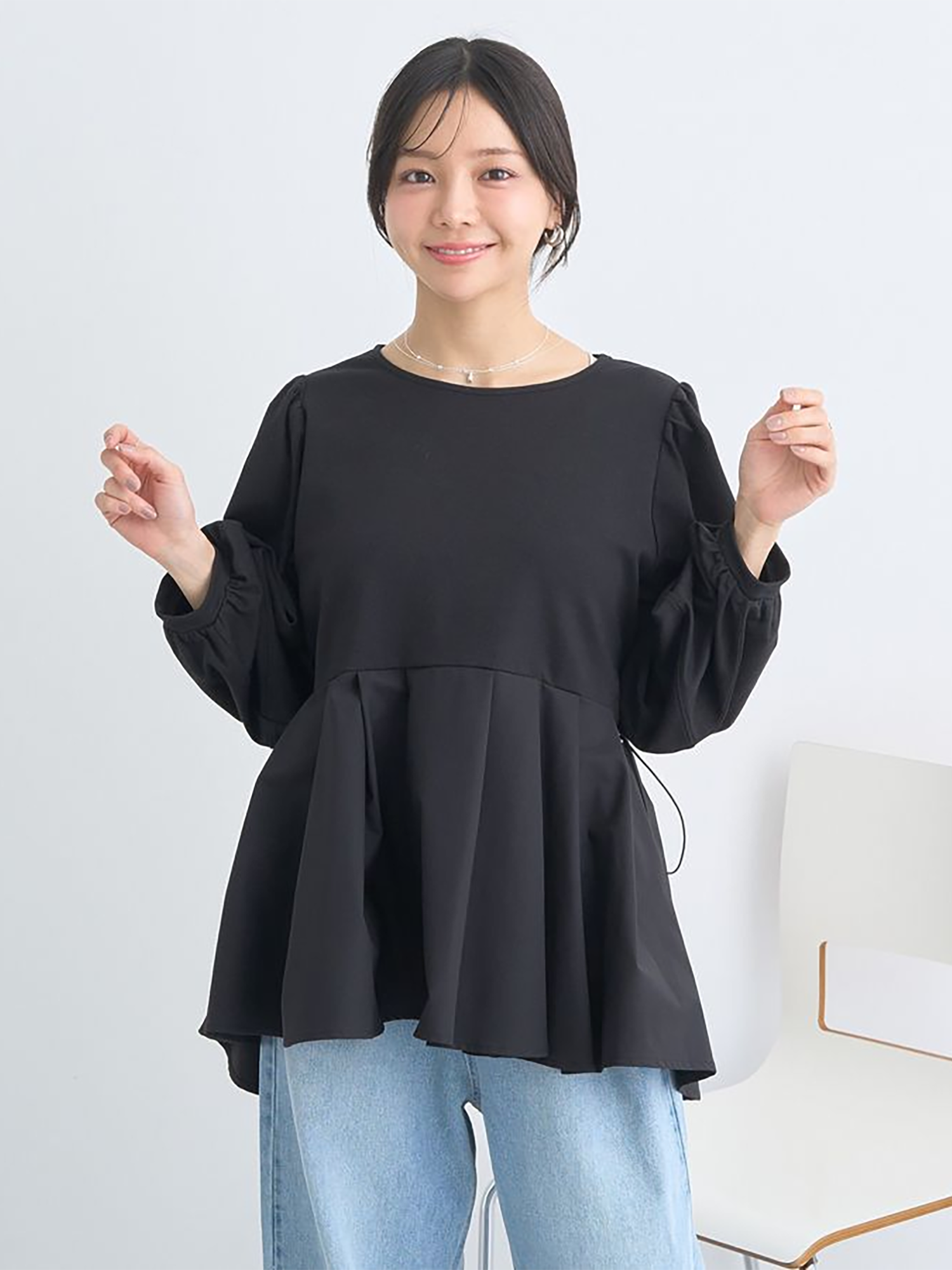 Toki Peplum Pullover Blouse - Black - Earth Music & Ecology