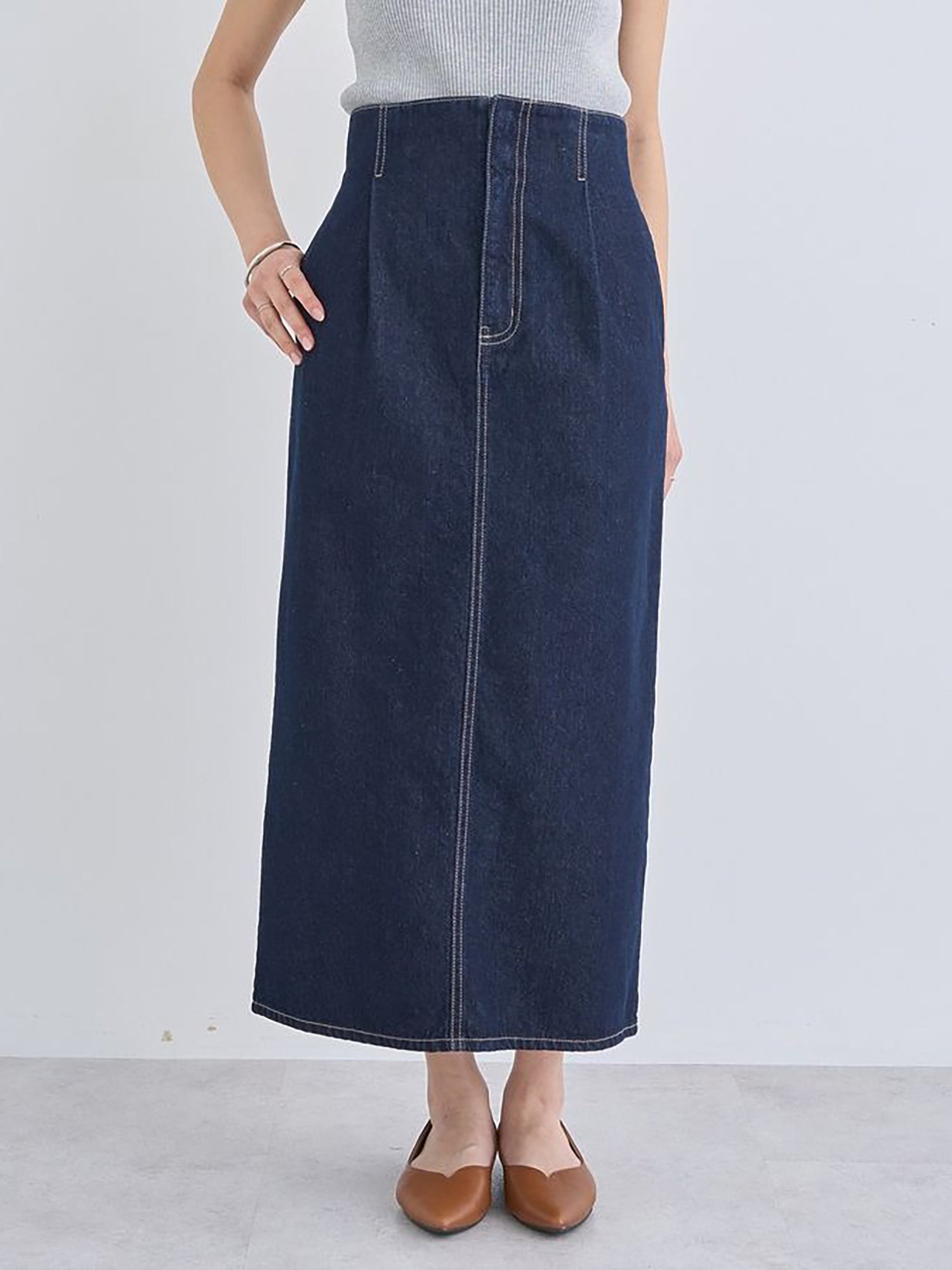 Shirayuri Straight Denim Skirt - Indigo - Earth Music & Ecology