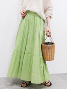 Yanagi Crinkle Tiered Skirt - Mocha - American Holic