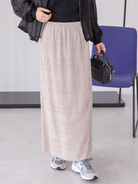 Kuwazu Shirred Straight Skirt - Charcoal Gray - American Holic
