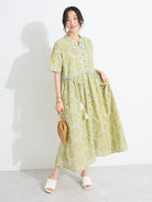 Yae Arabesque Pattern Dress - Blue - Craft Standard Boutique