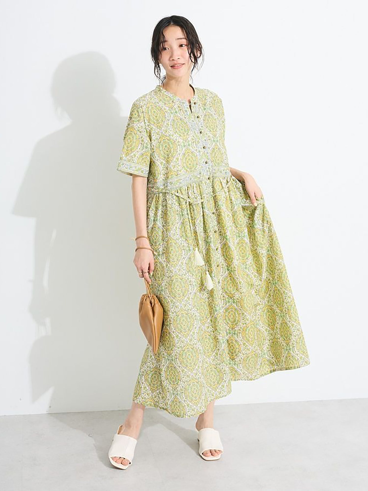 Yae Arabesque Pattern Dress - Blue - Craft Standard Boutique