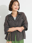 Kotone Sheer Shirt - Brown - Craft Standard Boutique