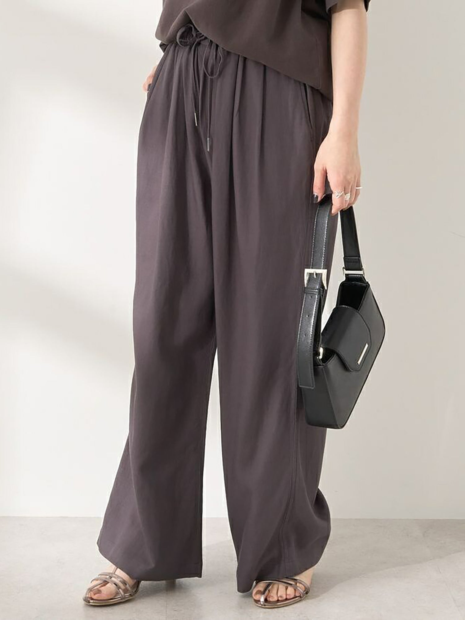 Nire Linen Wide Pants - Beige - American Holic