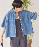 Ogata Denim Cropped Shirt - Black - American Holic