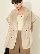 Enrai Sheer Tailored Vest - Beige - American Holic