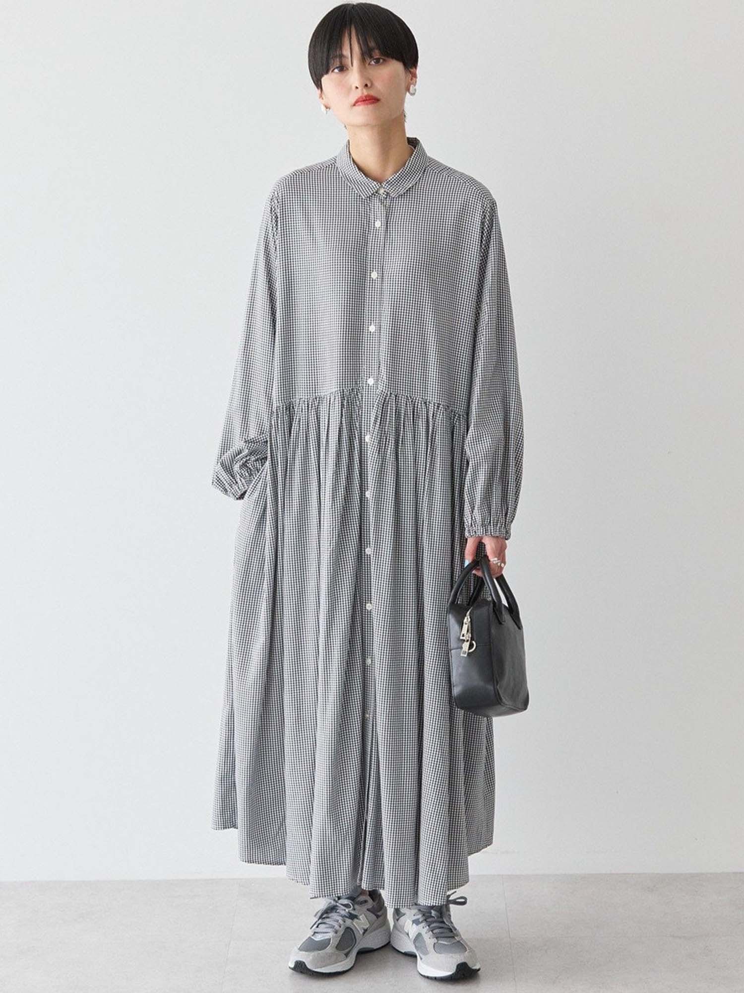 Tochinoki Gathered Dress - Gingham Check - American Holic