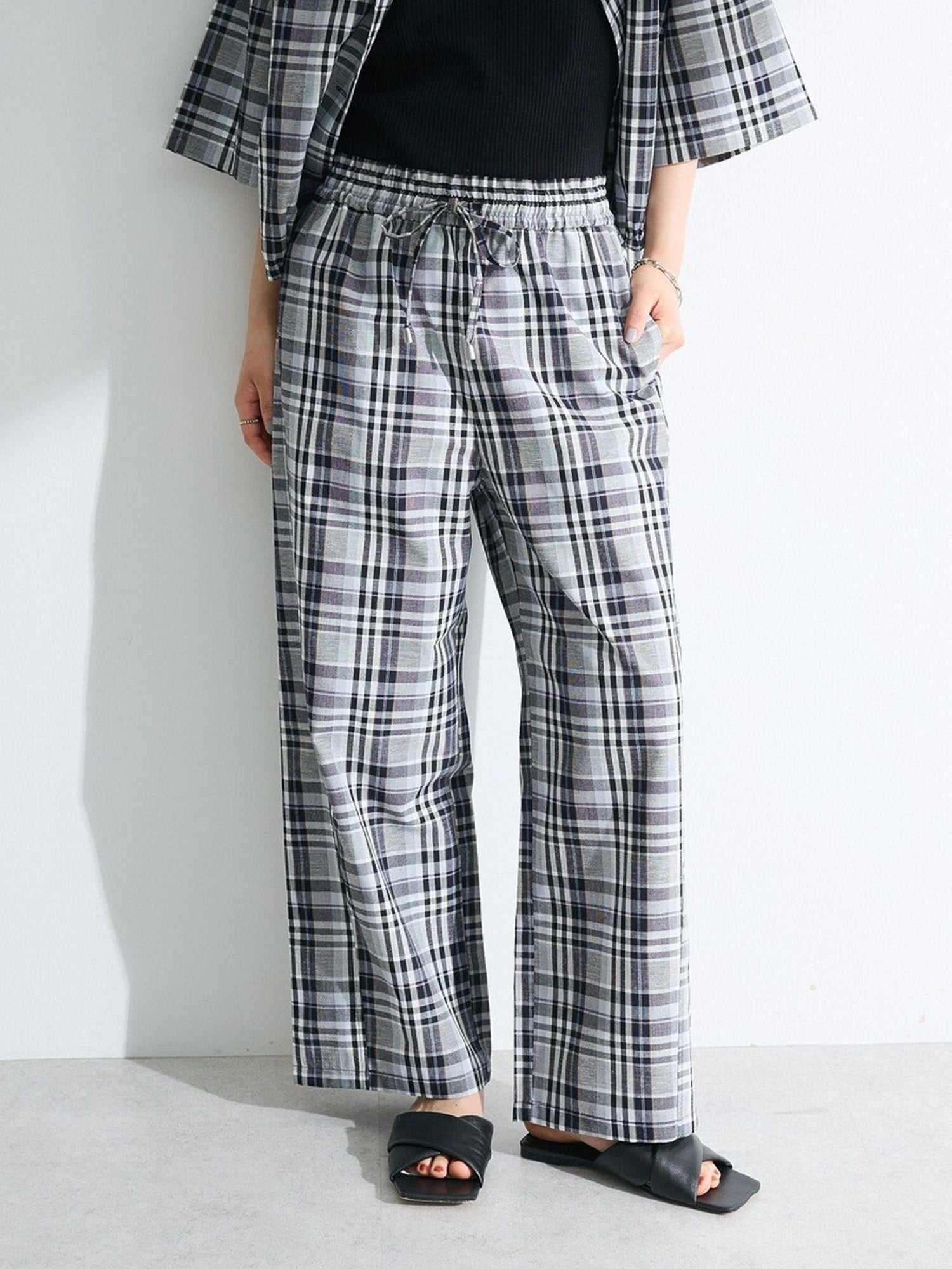 Noboru Easy Wide Pants - Black - Green Parks