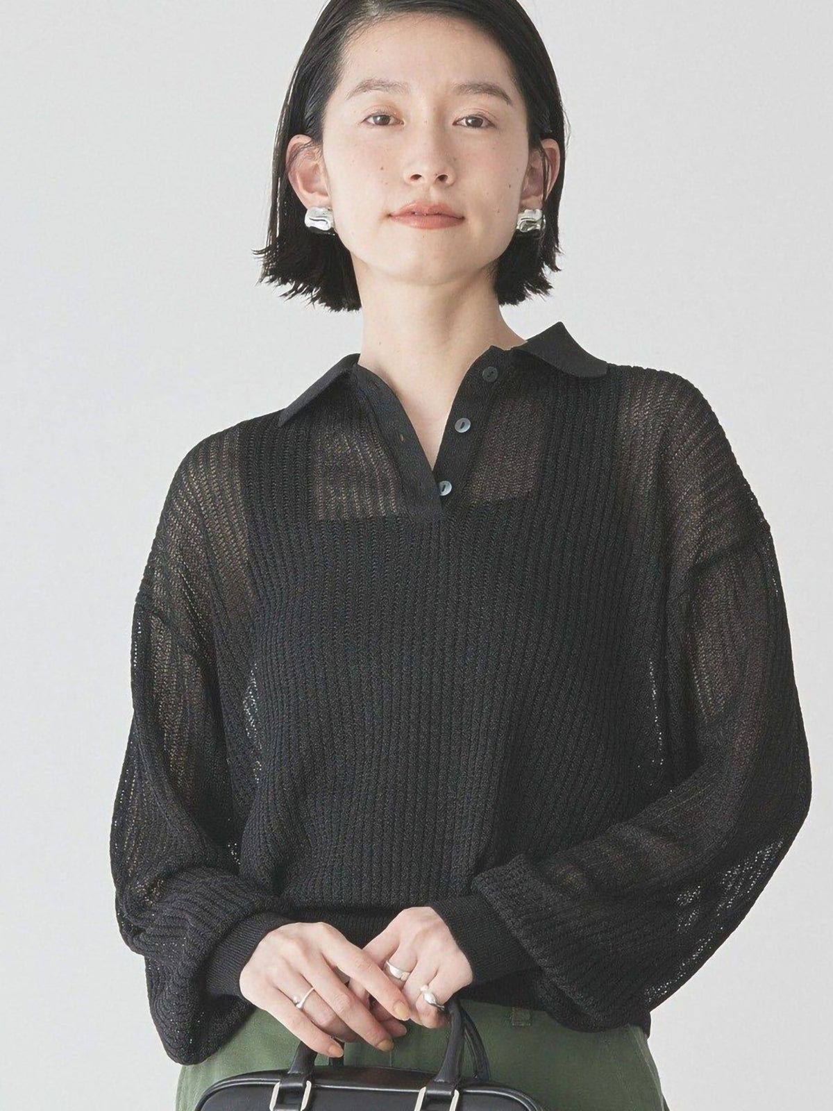 Bobo Tokyo American Holic Asunaro Knit Polo Black Kaos Polo Wanita
