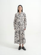 Ireshi Floral Printed Dresss - Flower Navy - Bown