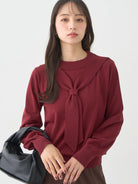 Bobo Tokyo Earth Music & Ecology Emma Bowtie Knit Pullover Red Sweater Wanita