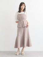Bobo Tokyo Earth Music & Ecology Hinageshi Bustier Docking Dress Beige Dress Wanita