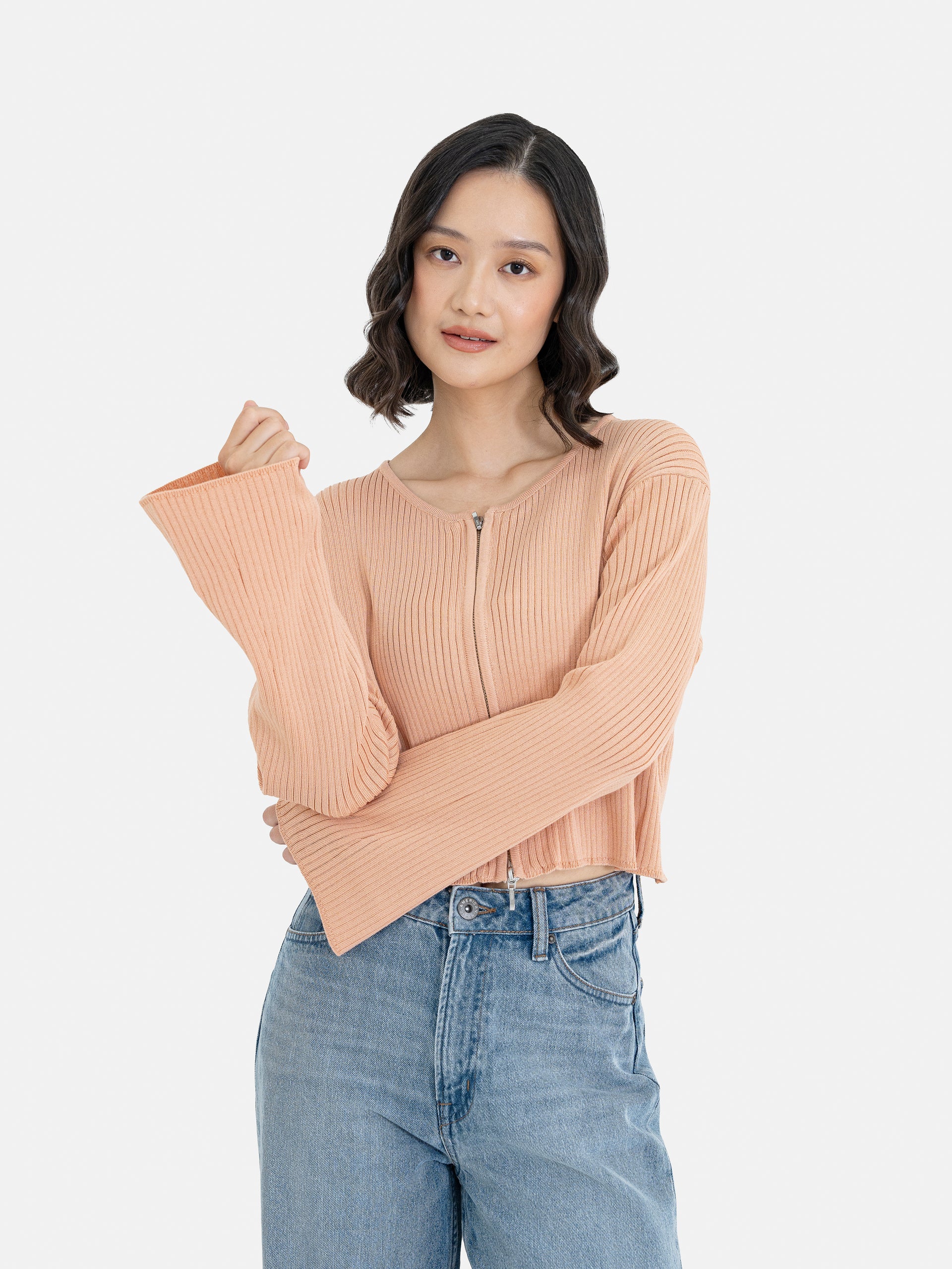 Jual Cardigan Wanita Modis - Honoka Double Zip Knit Cardigan - Black - Earth Music & Ecology – Bobo Tokyo