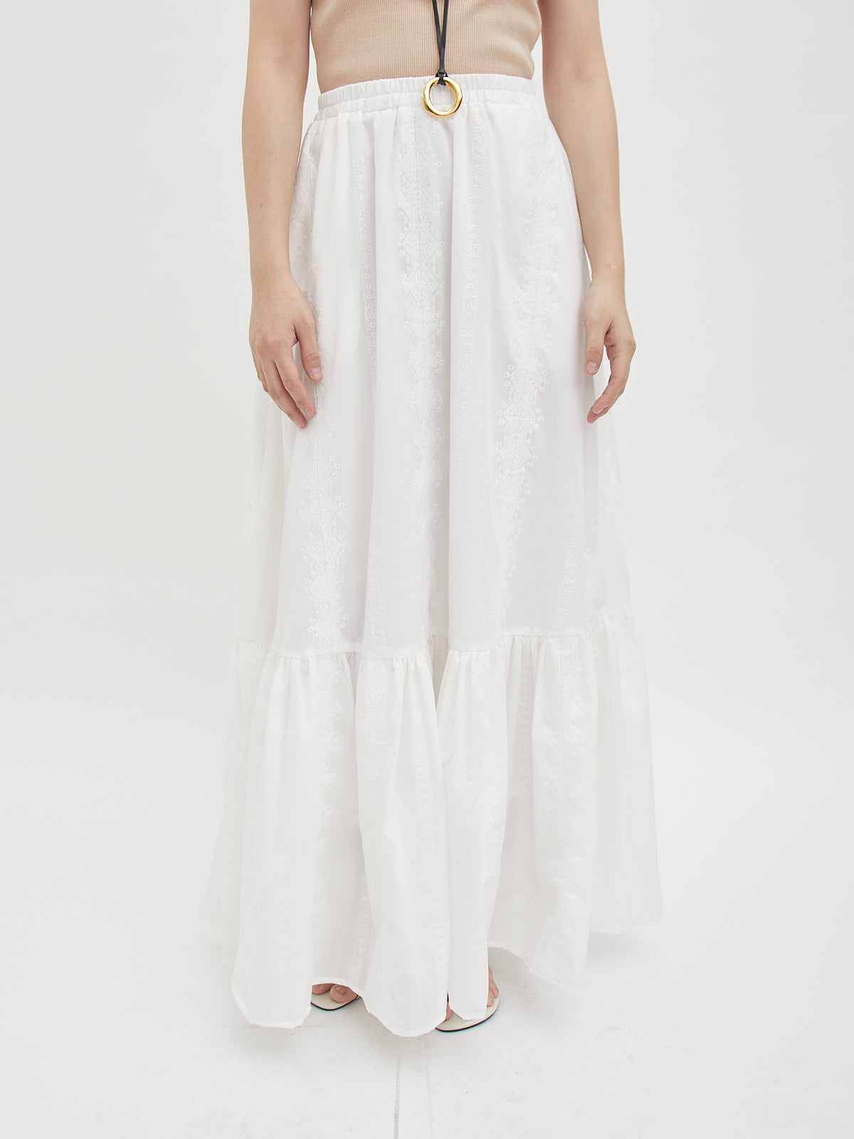 Enof velvet long skirt white Mサイズ